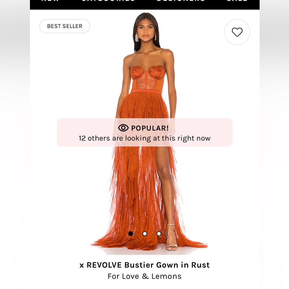 Revolve Fir love & lemons corset bustier gown dress rust NWT! Medium